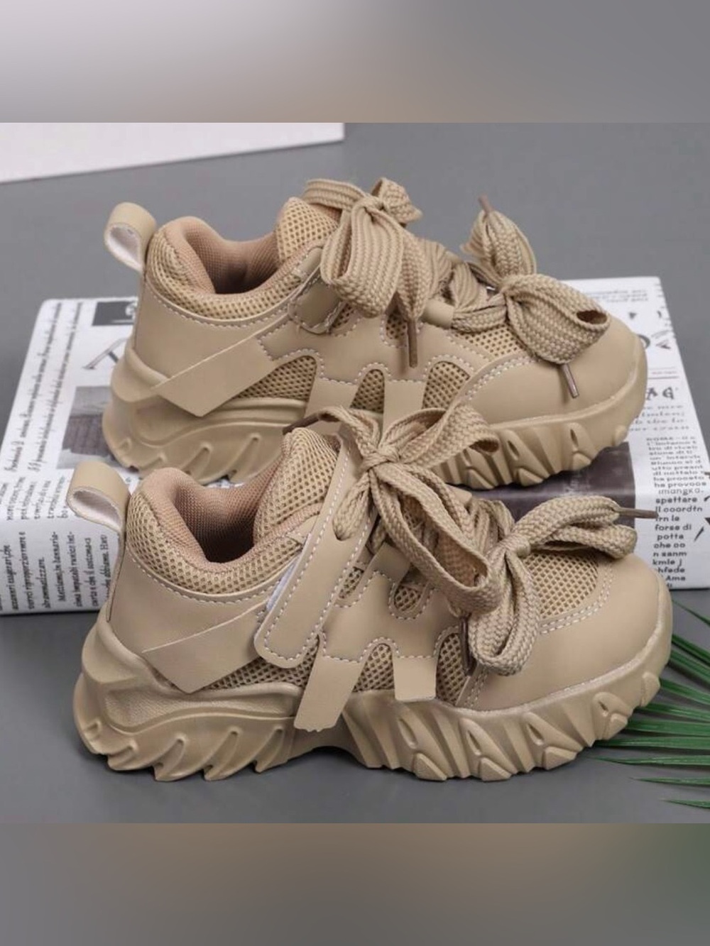 Kids Chunky Sneakers in Tan